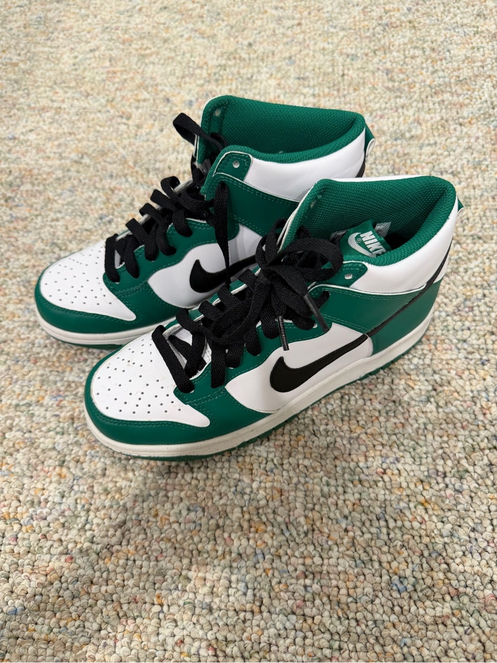 Nike Kids Green, White & Black High-Top Sneakers